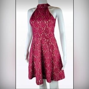 Le Chateau Strapless Red Lace Dress